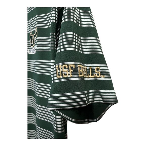 Knights Apparel USF Bulls Polo Shirt Green White Striped Men’s Size L - Picture 3 of 7